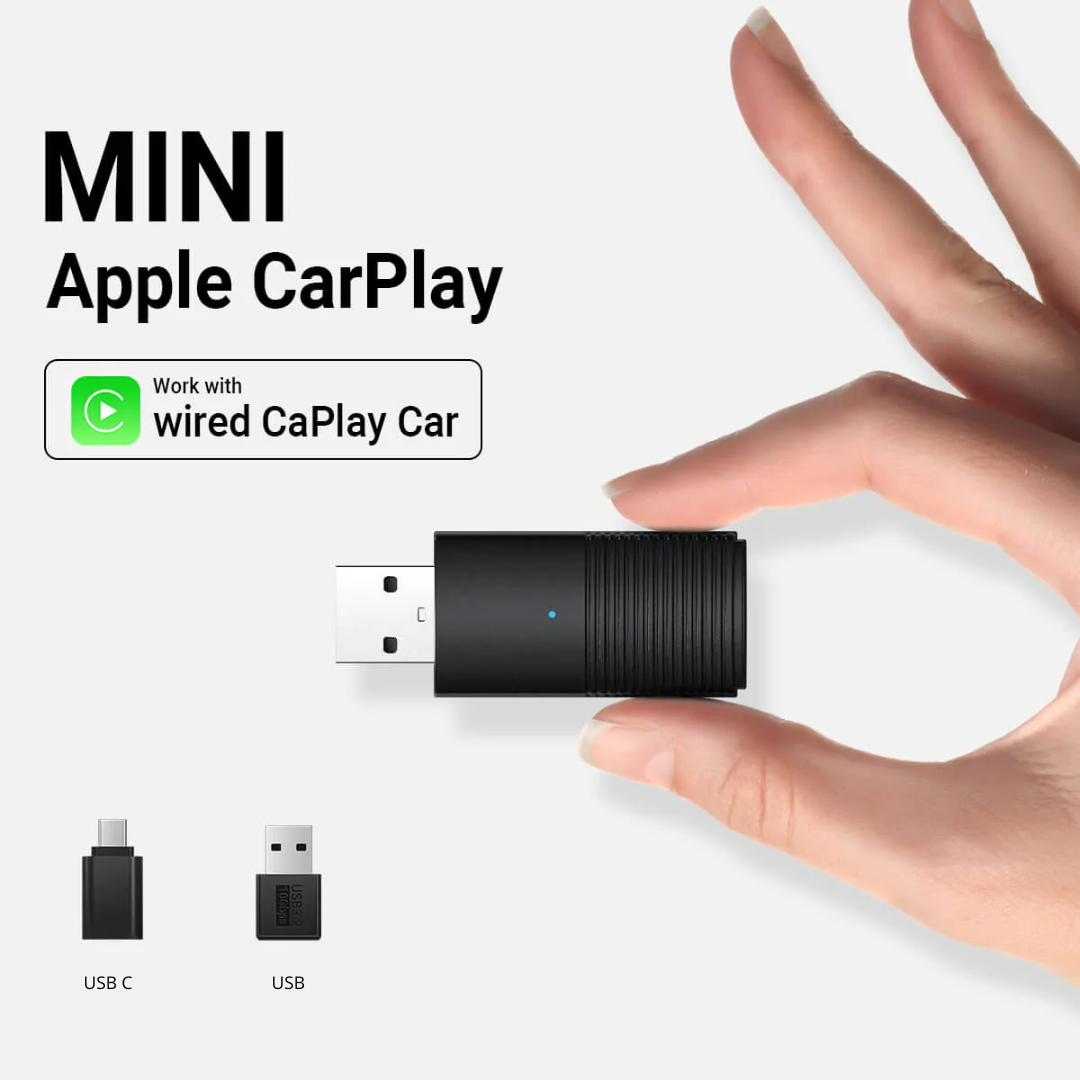 Mini Apple/Android Carplay - De draadloze adapter vervangt de kabel in uw auto!