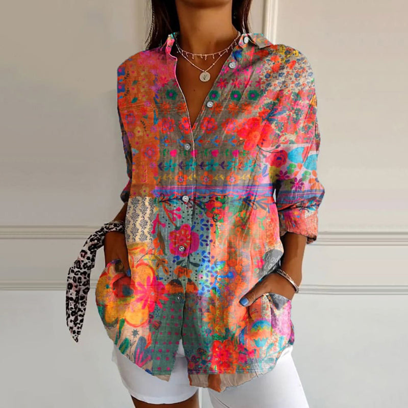 Marta™ - Vintage Blouse Met Bloemenprint