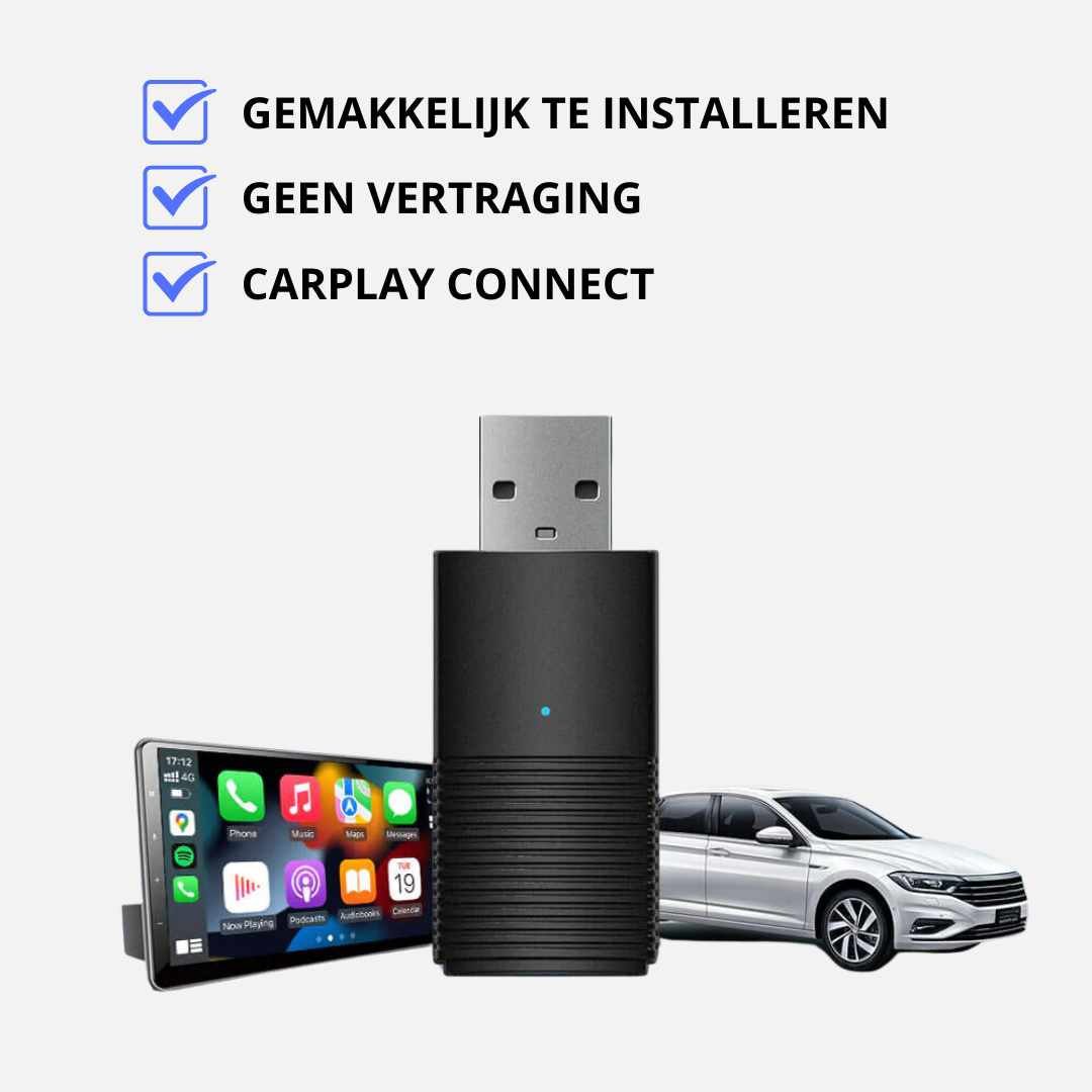 Mini Apple/Android Carplay - De draadloze adapter vervangt de kabel in uw auto!