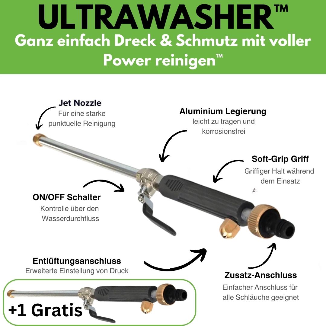 1+1 GRATIS | Ultrawasher™ - Turbo hogedrukreiniger voor elke tuinslang