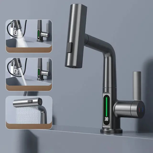 AquaFlow™ | 3-in-1 Uittrekbare intelligente waterval fonteinkraan