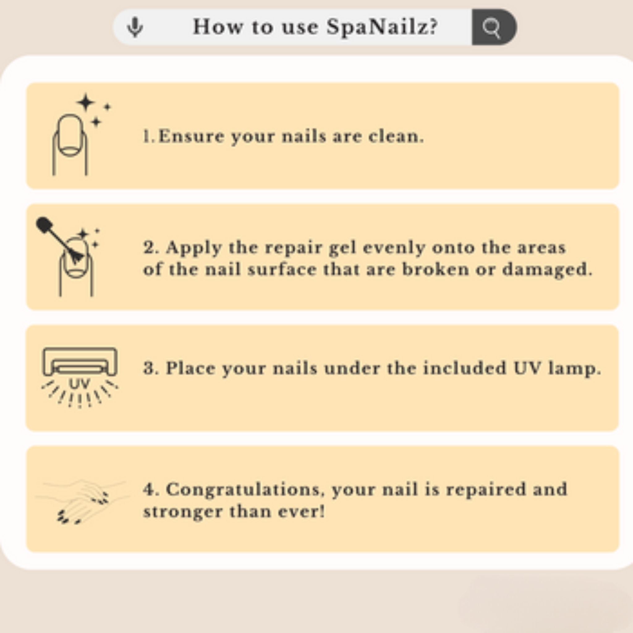 SpaNailz™ 3 in 1 Nagelreparatieset | incl. Penseel & UV-lamp